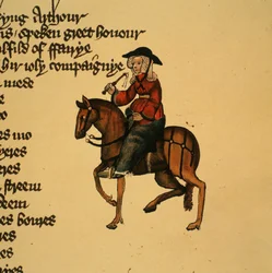 The Wife of Bath (detail) from The Canterbury Tales by Geoffrey Chaucer, Ellesmere Manuscript, facsimile edition, 1911
